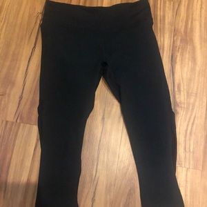 Fabletics Black Workout Capris with Mesh Detailing